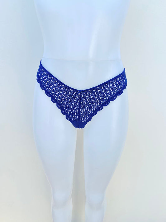 Panti Victoria’s Secret original, azul con descubiertos en el centro y transparente en la parte detrás.