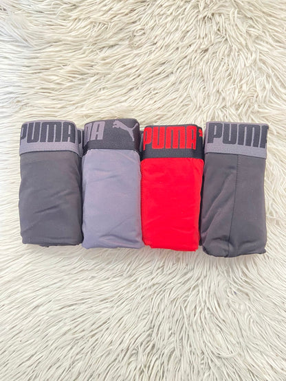 Pack-4 Boxer PUMA original, paquete de 4 en colores, gris, rojo y negro.