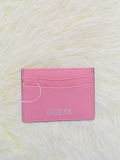 Set GUESS original de monedero/ cartera y tarjetero de color rosado ( Dusty Rose ) con letras de color plateado y rosado.