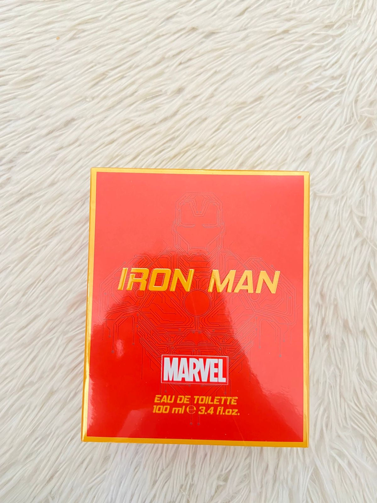 Perfume MARVEL X IRON MAN original rojo con dorado.
