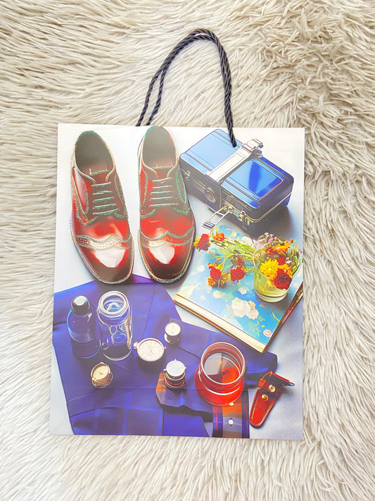 Shopping, blanco con estampado de zapatos, MEDIANO.