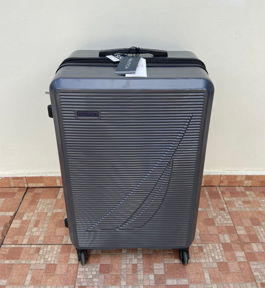 Maleta NAUTICA original gris con logotipo de la marca en grande, GRANDE.