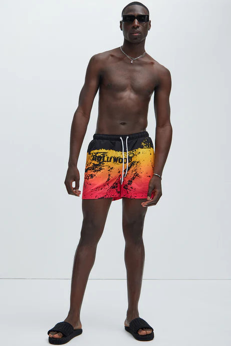 Bañador/Baggy, HOLLYWOOD, multicolor, con estampados negros Y sujetador.