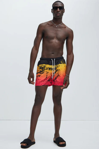 Bañador/Baggy, HOLLYWOOD, multicolor, con estampados negros Y sujetador.