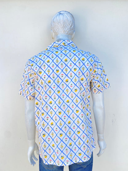 Camisa OLD NAVY Original, algodón en color blanco con estampado de limones y cerezas