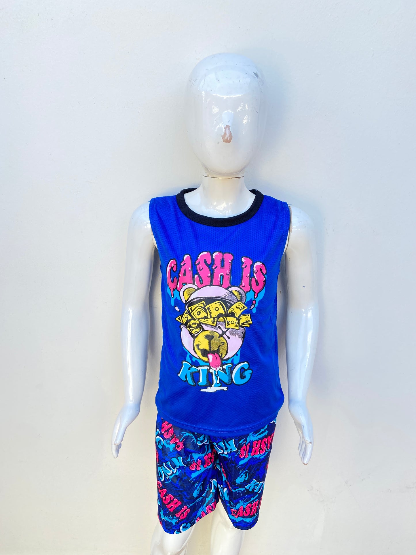 Conjunto Nova Kids original azul rojas con estampado CHASHIS KING .