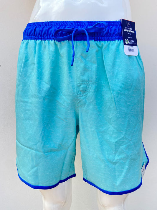Baggy/bañador, GEORGE original en color verde turquesa liso con pretina y lazo ajustable en color azul, Protección UPF 50+: Brinda protección contra los rayos UV.