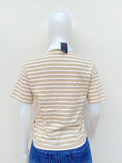 Polocher/ Top Levi’s original crema con rayas en color blanco.