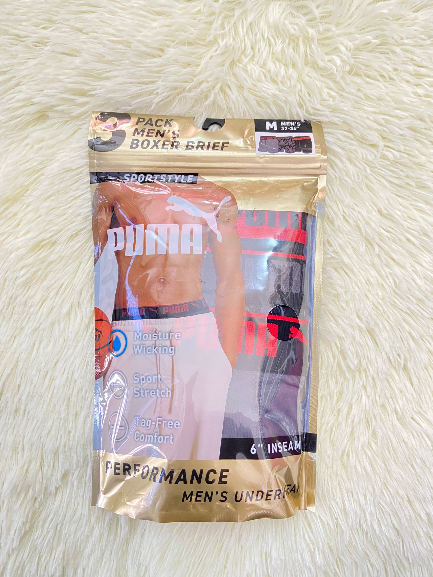 Pack-3 Boxer PUMA original al color gris, negro con pretina en color rojo y negro.