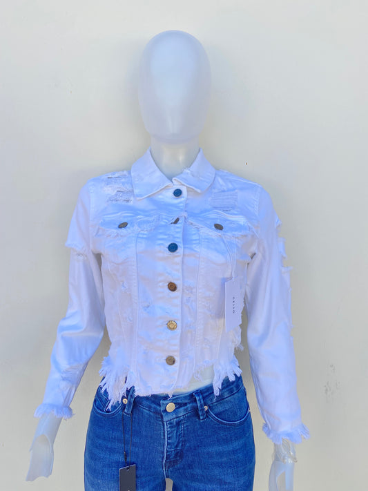 Chaqueta CELLO original blanca con rasgados.