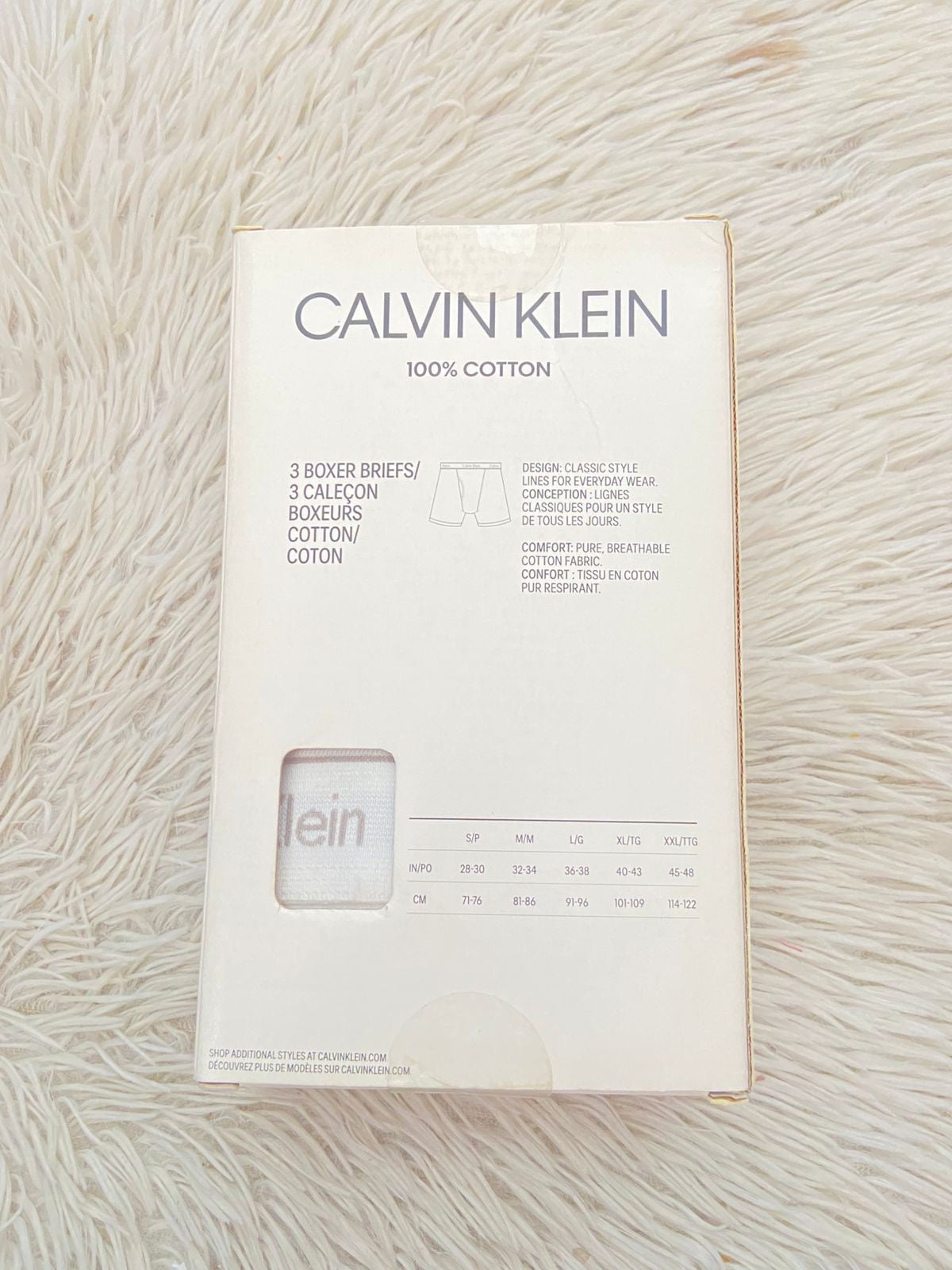 Boxer 3-pack CALVIN KLEIN Original, en color blanco, pretina con nombre de la marca repetida 100% cotton.