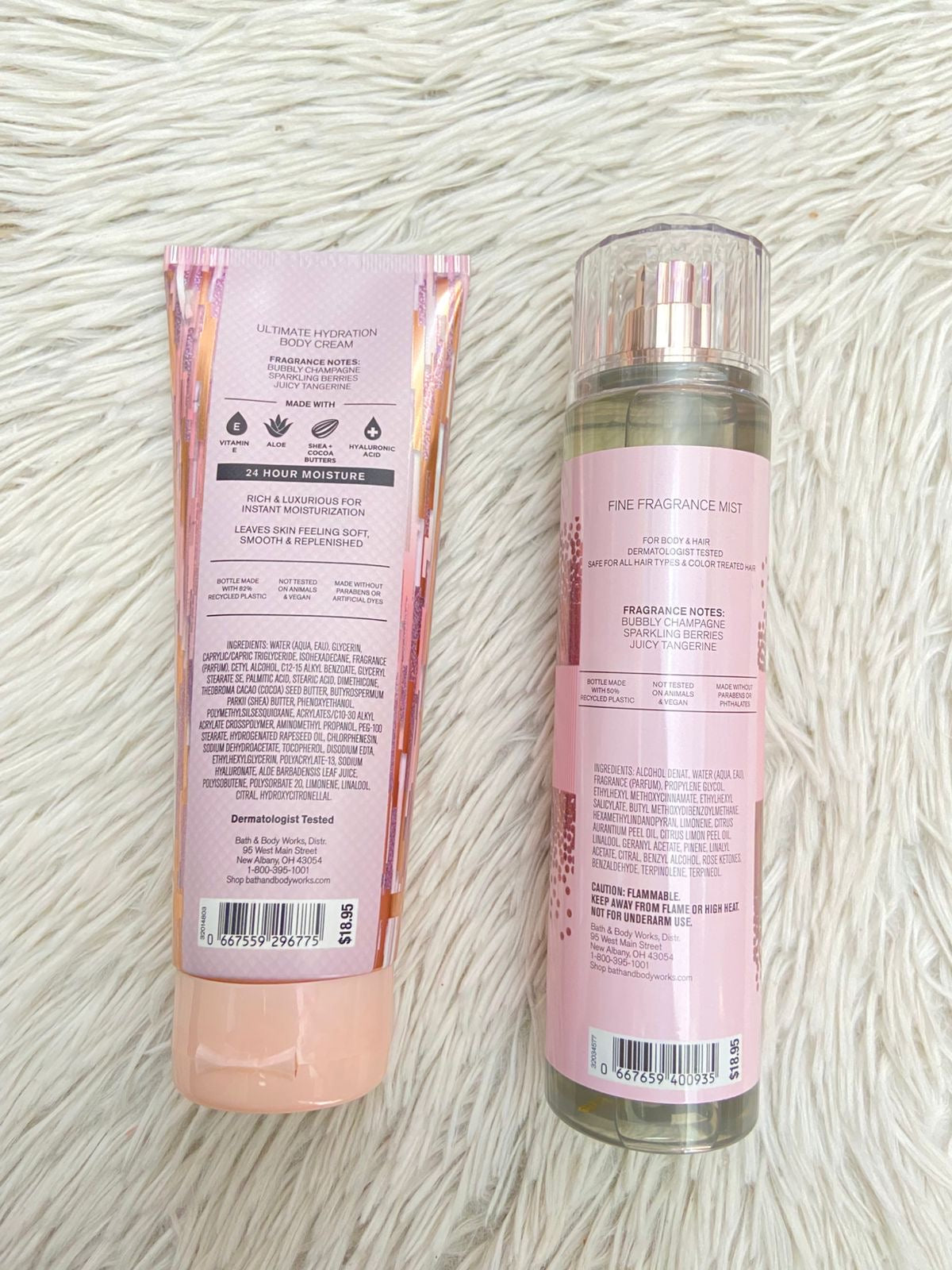 Set Bath & Body works original, CHAMPAGNE TOAST, rosada, crema y colonia.