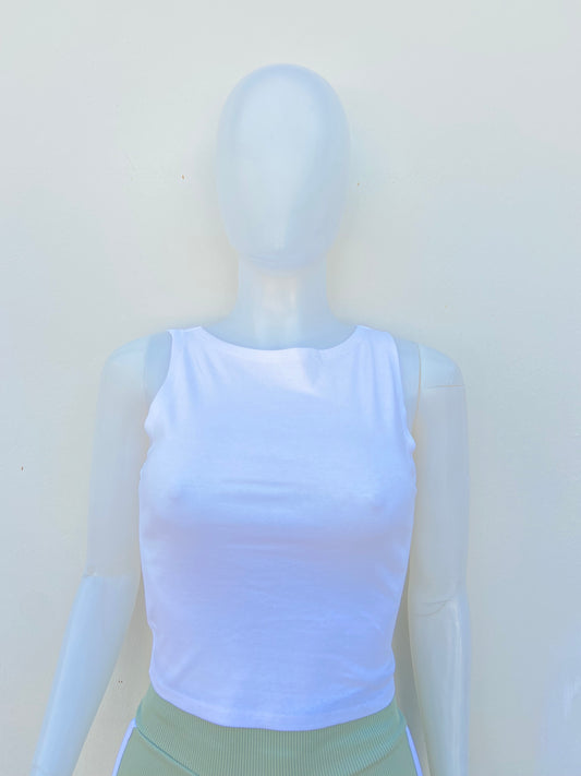 Top BOZZOLO original, en color blanco liso.