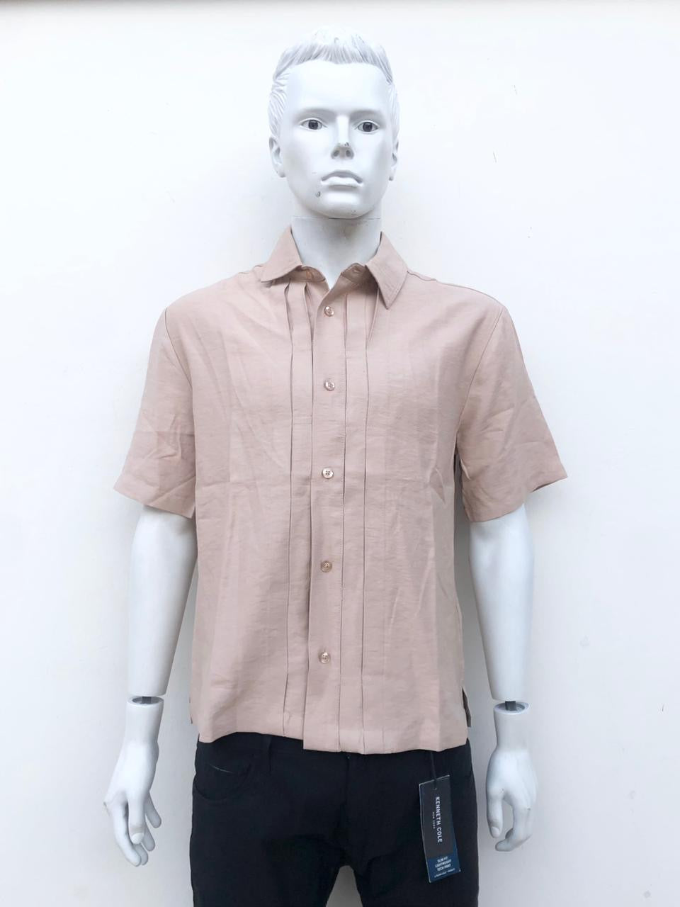 Camisa, crema/ marrón, con dobladillos en frente, (TAN).