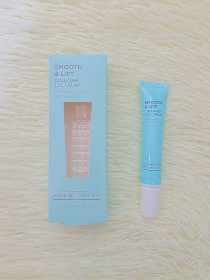 Crema para contornos de ojos GLOBAL BEAUTY CARE original, azul, con ácido hialurónico, escualano, péptidos y colágeno, sirve para las líneas de expresión y brindar una buena hidratación.