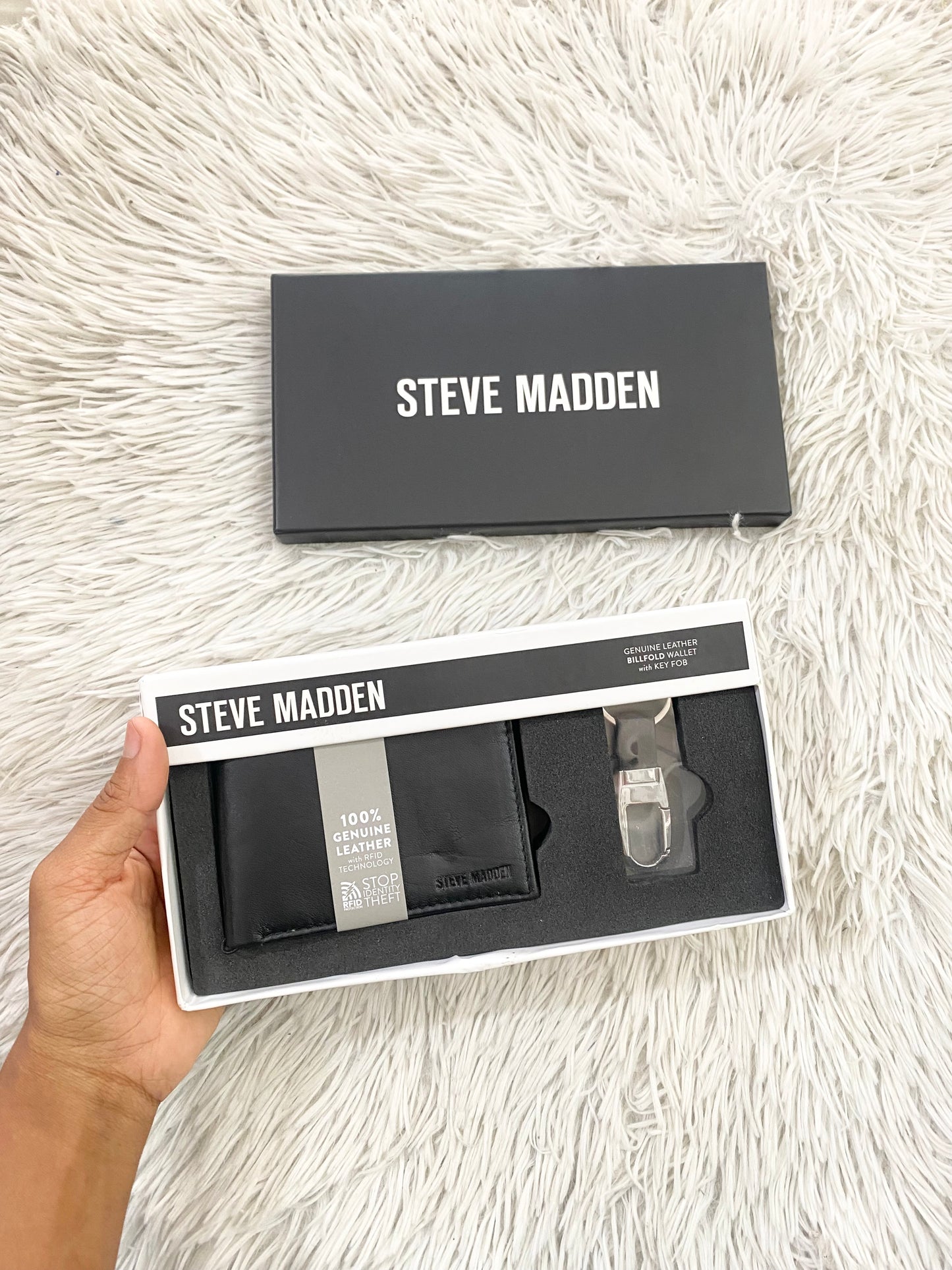 Billetera set con llavero STEVE MADDEN original, negra