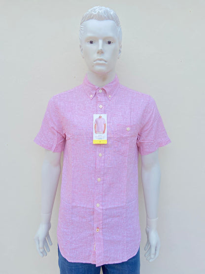 Camisa WEATHERPROOF original, rosada con blanco, 55 % lino, 45 algodón.