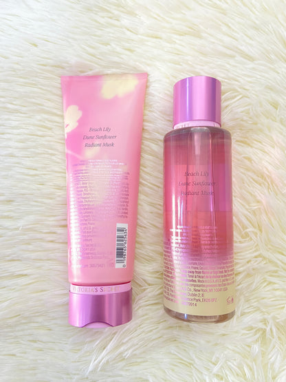 Set Victoria’s Secret original, rosado con crema, colonia y crema, SUNDRENCHED BLOOMS.