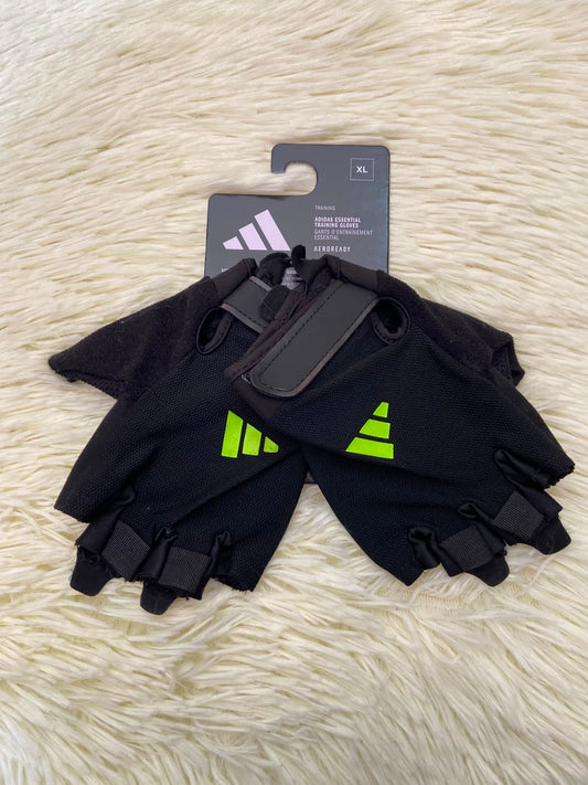 Guantes ADIDAS original, negro con logotipo de la marca en verde neón, para el GYM.