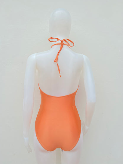 Biquini, de una pieza  MERMAID SWIMWEAR original naranja brillos con lazos ajustables.