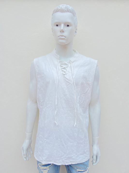 Camisa/ franela COOFADY original blanca con lazos ajustables en frente y abierto en los lados.
