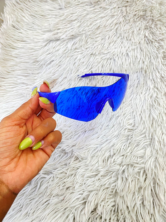 Lentes Fashion Nova original, azul con micas azules, finos.