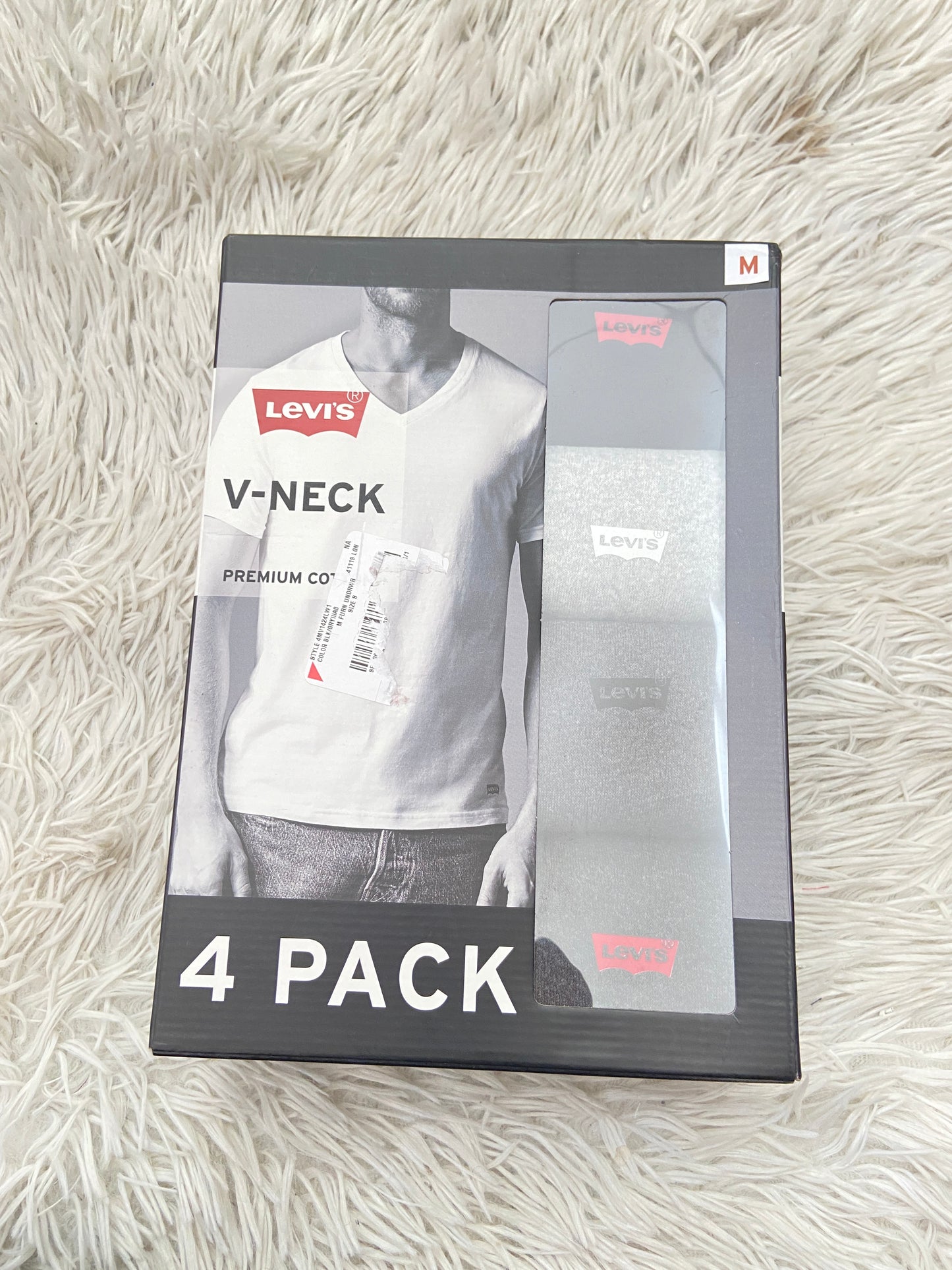 Pack- 4 Levi’s original de t-shirt cuello V, negro, gris claro, gris oscuro y gris charcoal.