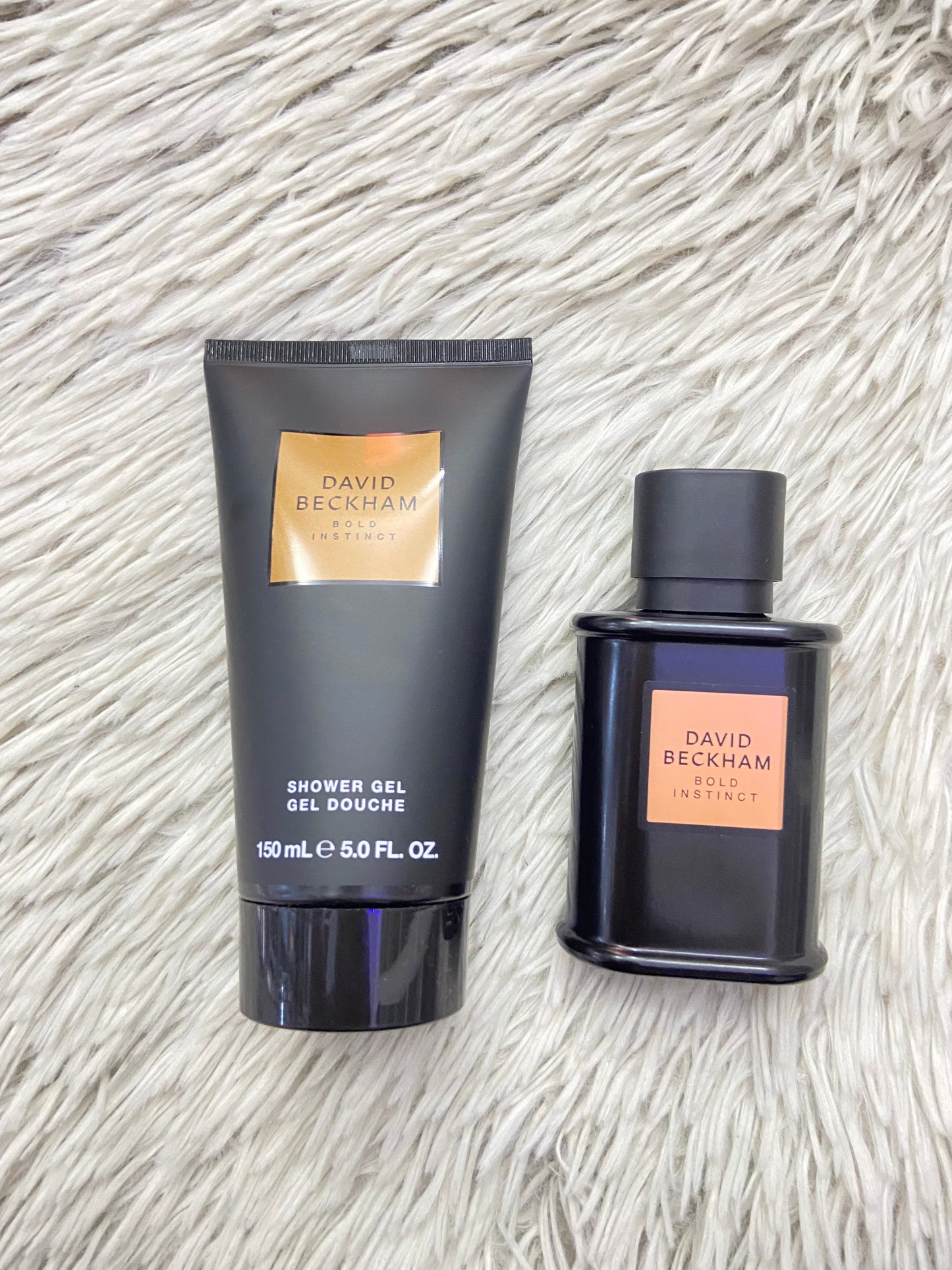 Set perfume DAVID BECKHAM original, negro con dorado de perfume y gel de baño, BOLD INSTINCT.