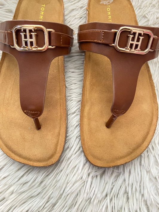 Sandalias TOMMY HILFIGER Original, marrón con placa TH.