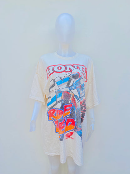 Blusón/ Vestido HONDA original , con letras HONDA RIDE RED en rojo y azul, Over size.