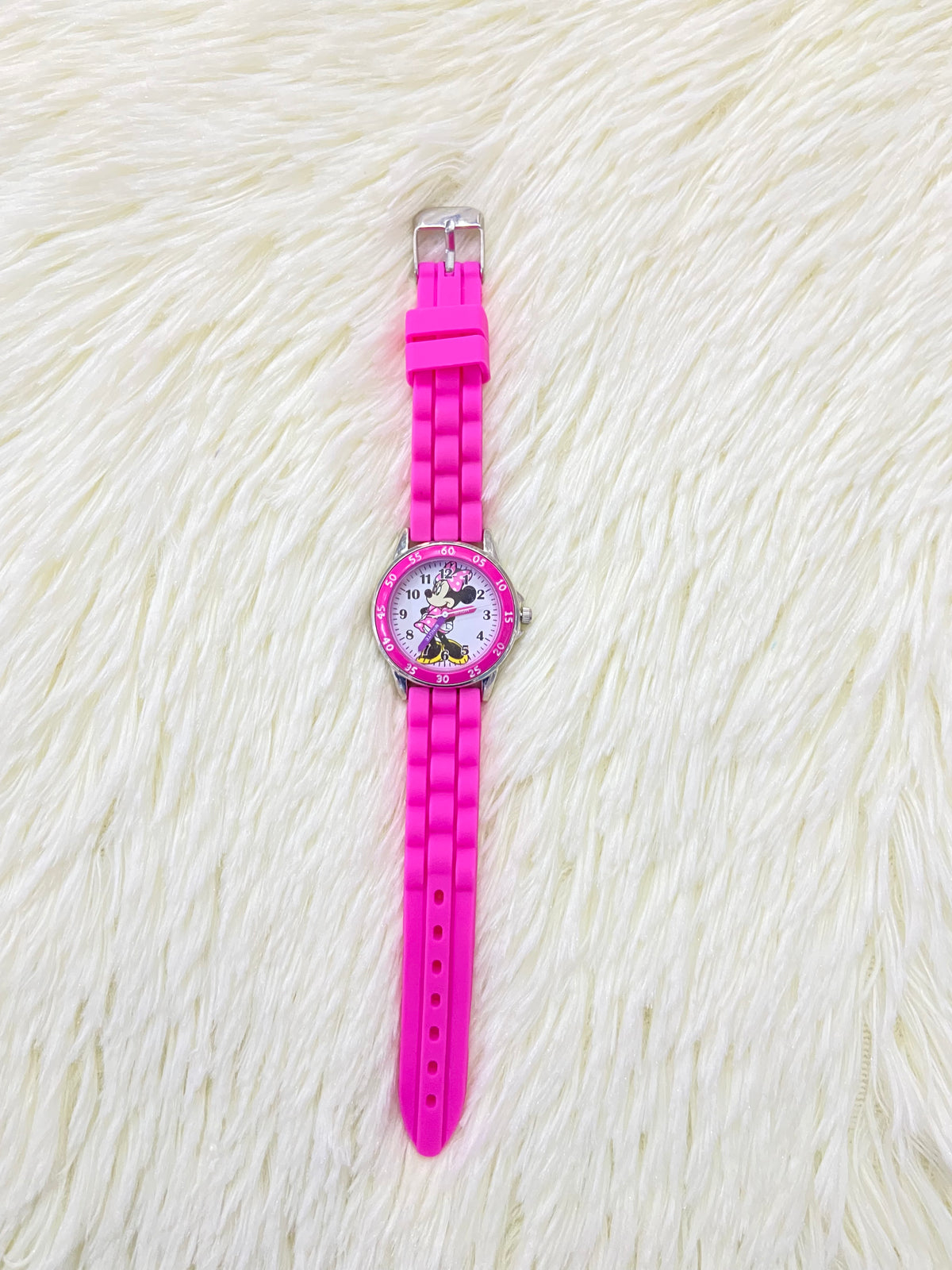 Reloj DISNEY original, rosado de MINNIE MOUSE, con estampado del personaje, 6+.