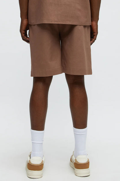 Bermuda en color marron lisa en lino