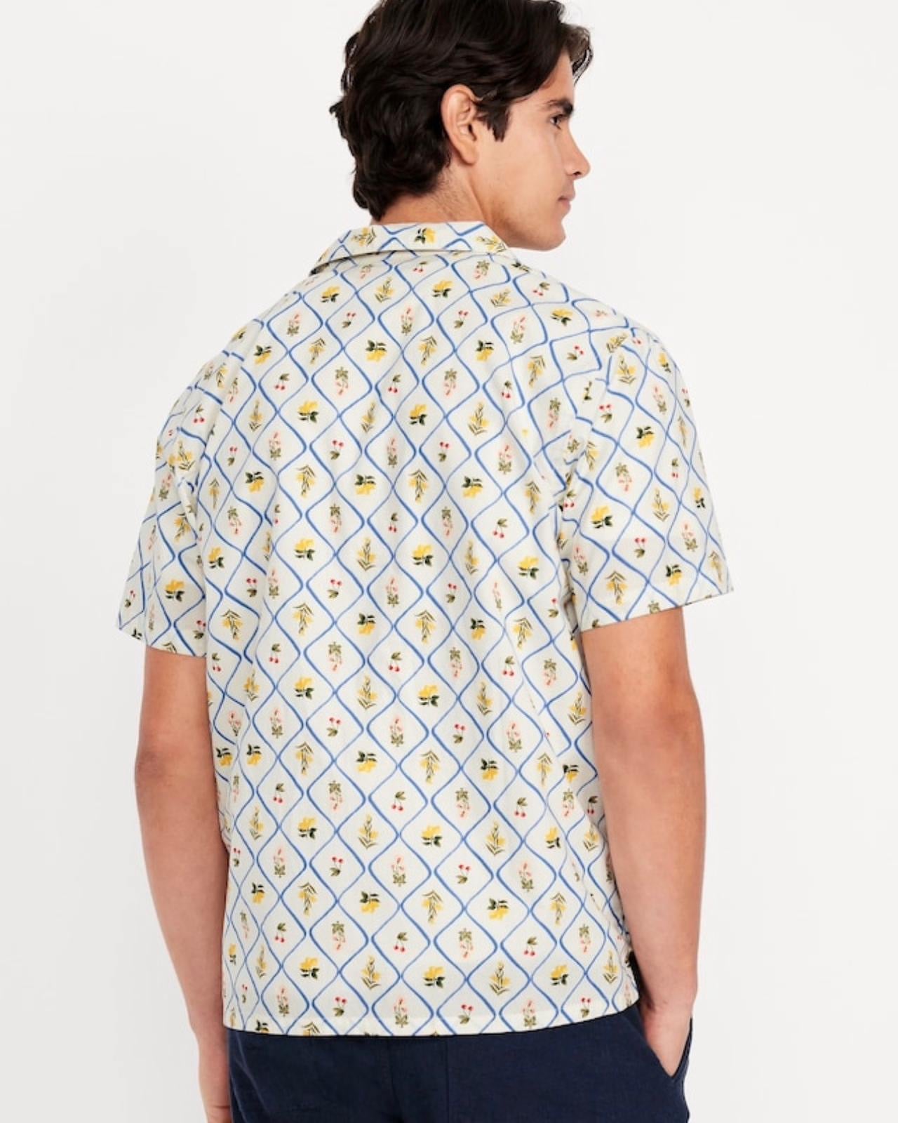 Camisa OLD NAVY Original, algodón en color blanco con estampado de limones y cerezas