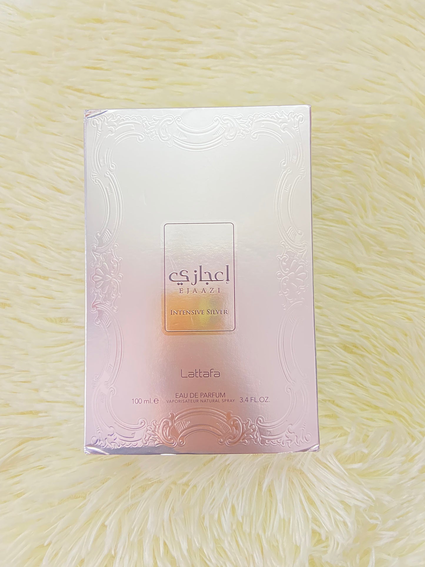 Perfume EJAAZI original, negro con plateado, INTENSIVE SILVER, LATTAFA.