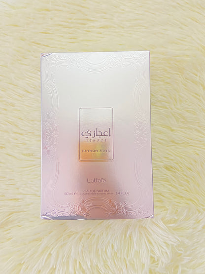 Perfume EJAAZI original, negro con plateado, INTENSIVE SILVER, LATTAFA.