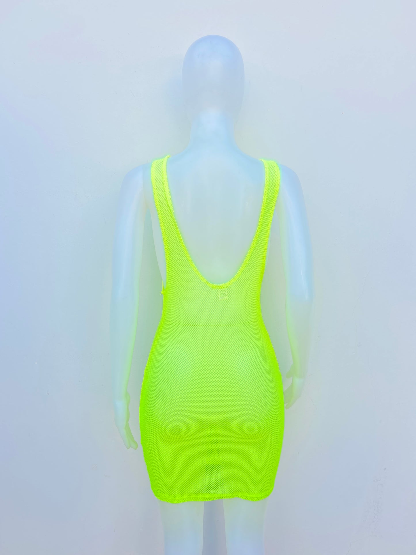 Vestido/Cover Up BOZZOLO original verde neon, en malla.