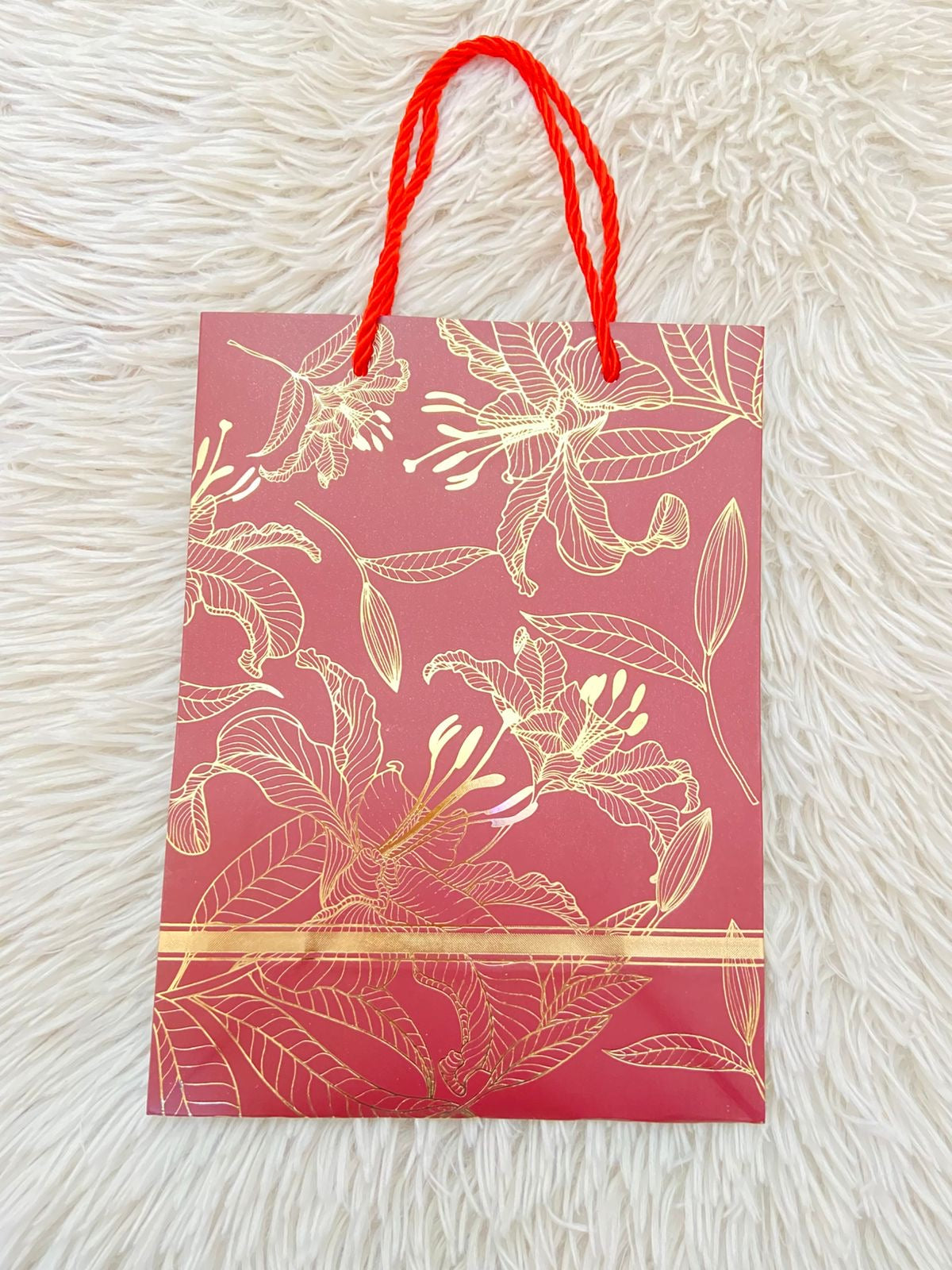 Shopping, rojo vino con estampado de flores, PEQUEÑO.