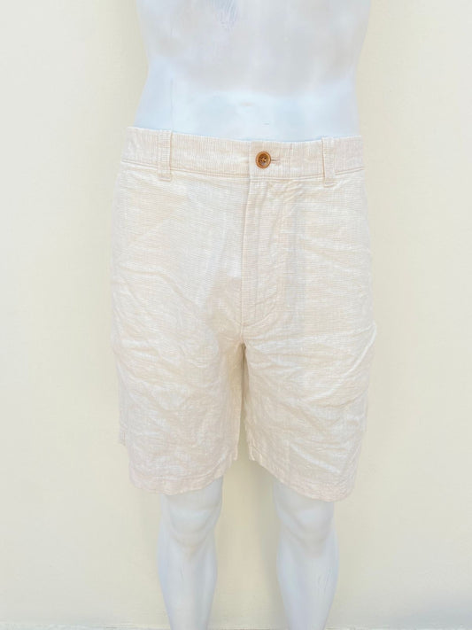 Bermuda J• CREW original, crema claro, con diseño de rayas, 100% lino.