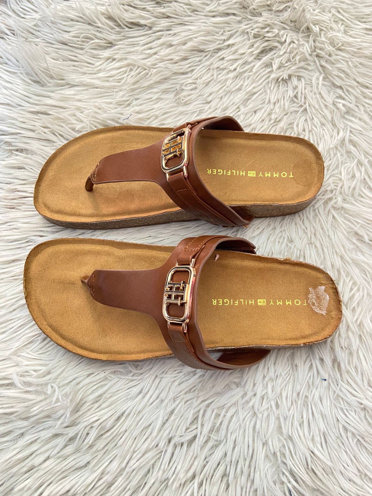 Sandalias TOMMY HILFIGER Original, marrón con placa TH.