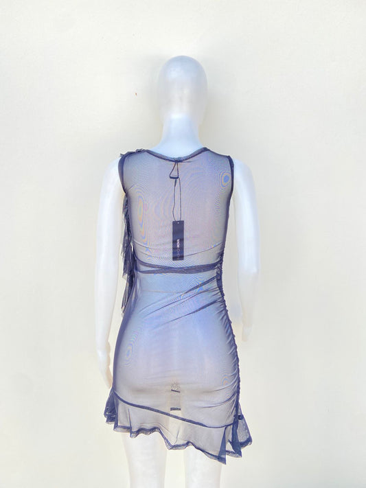 Vestido/ Cover up, negro transparente y lazo en la parte del hombro.