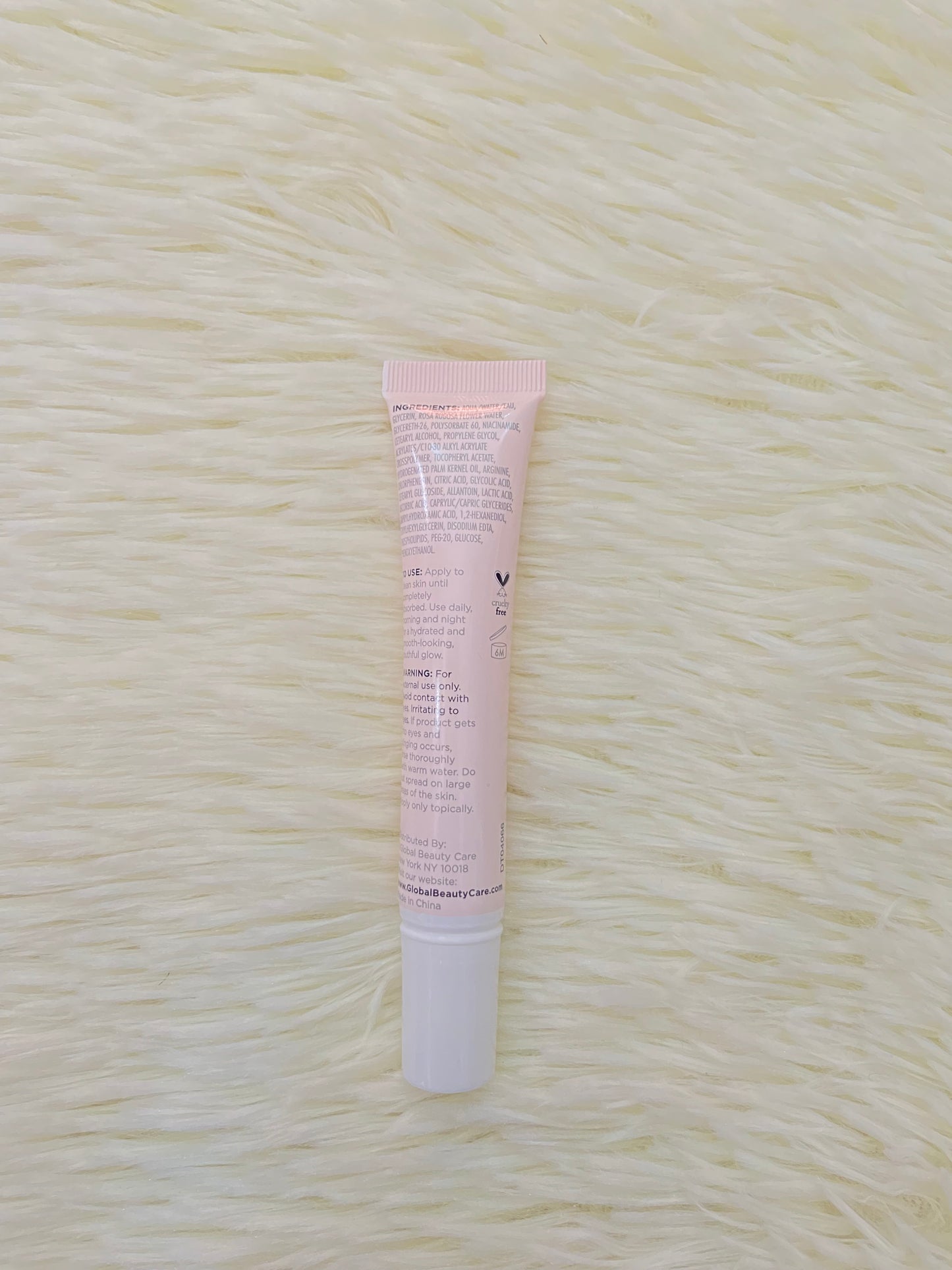 Crema para el contorno de ojos GLOBAL BEAUTY CARE original, rosado con vitamina E, niacinamida, ayuda a prevenir la ojeras.
