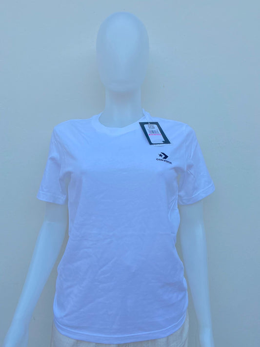 T-shirt Converse original blanco liso con logotipo de la marca en color negro.