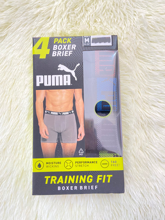 Pack-4 Boxer PUMA original, negro con pretinas en colores; rojo, azul, verde y negro.