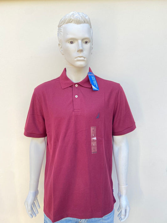 Polocher NAUTICA original rojo vino liso con pequeño logotipo de la marca en azul marino.