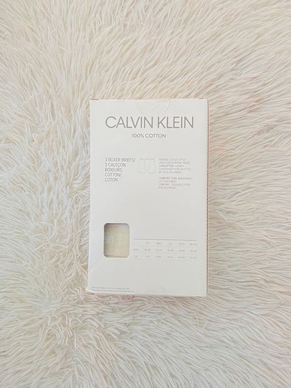 Boxer 100% algodón CALVIN KLEIN original, 3 piezas en color azul, verde oliva y crema.