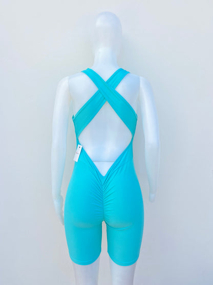 Enterizo LA SOCIETY original, azul Aqua (turquesa) con escote en la parte trasera.