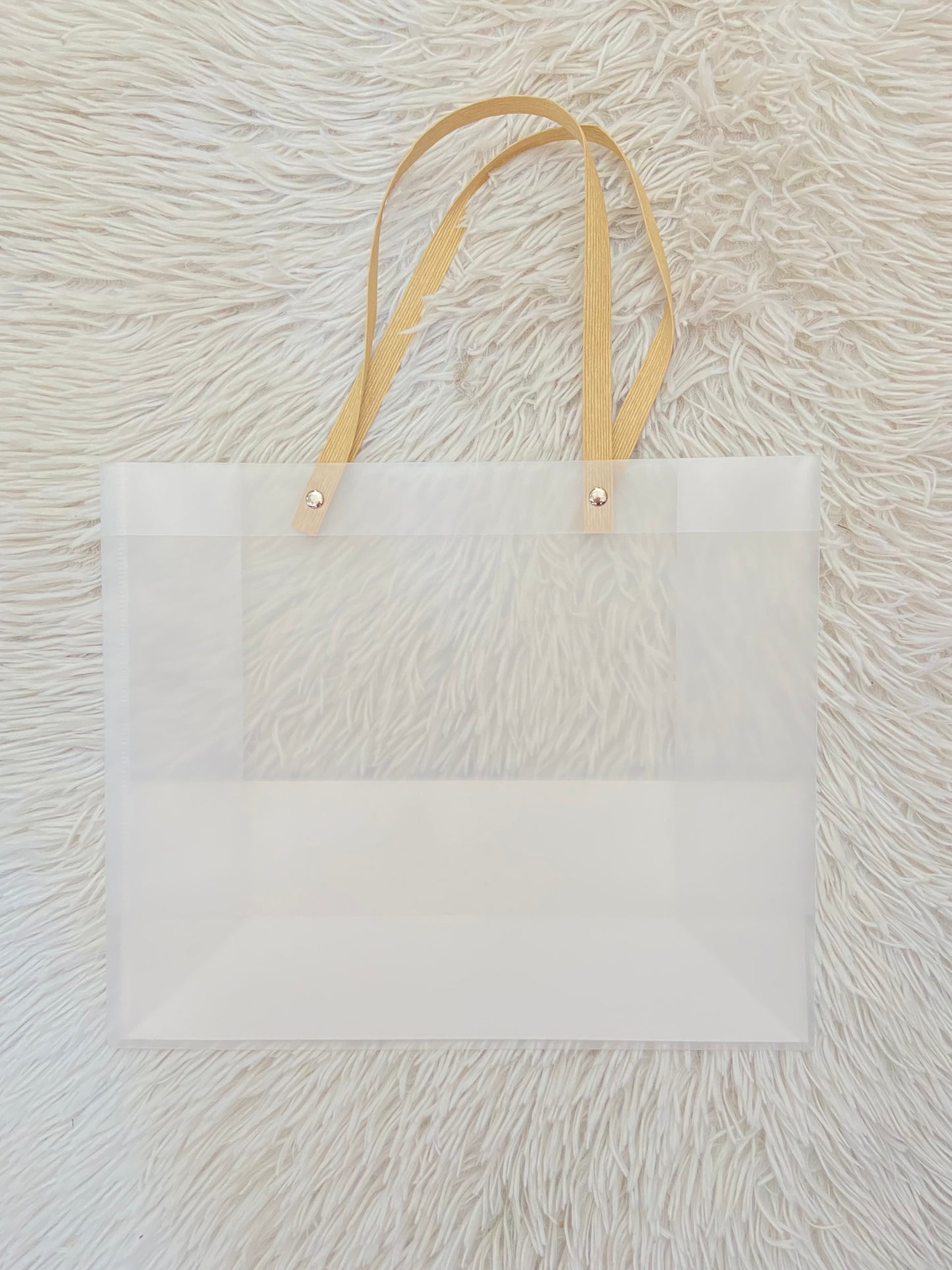 Shopping, transparente con lazos en color crema, MEDIANO.