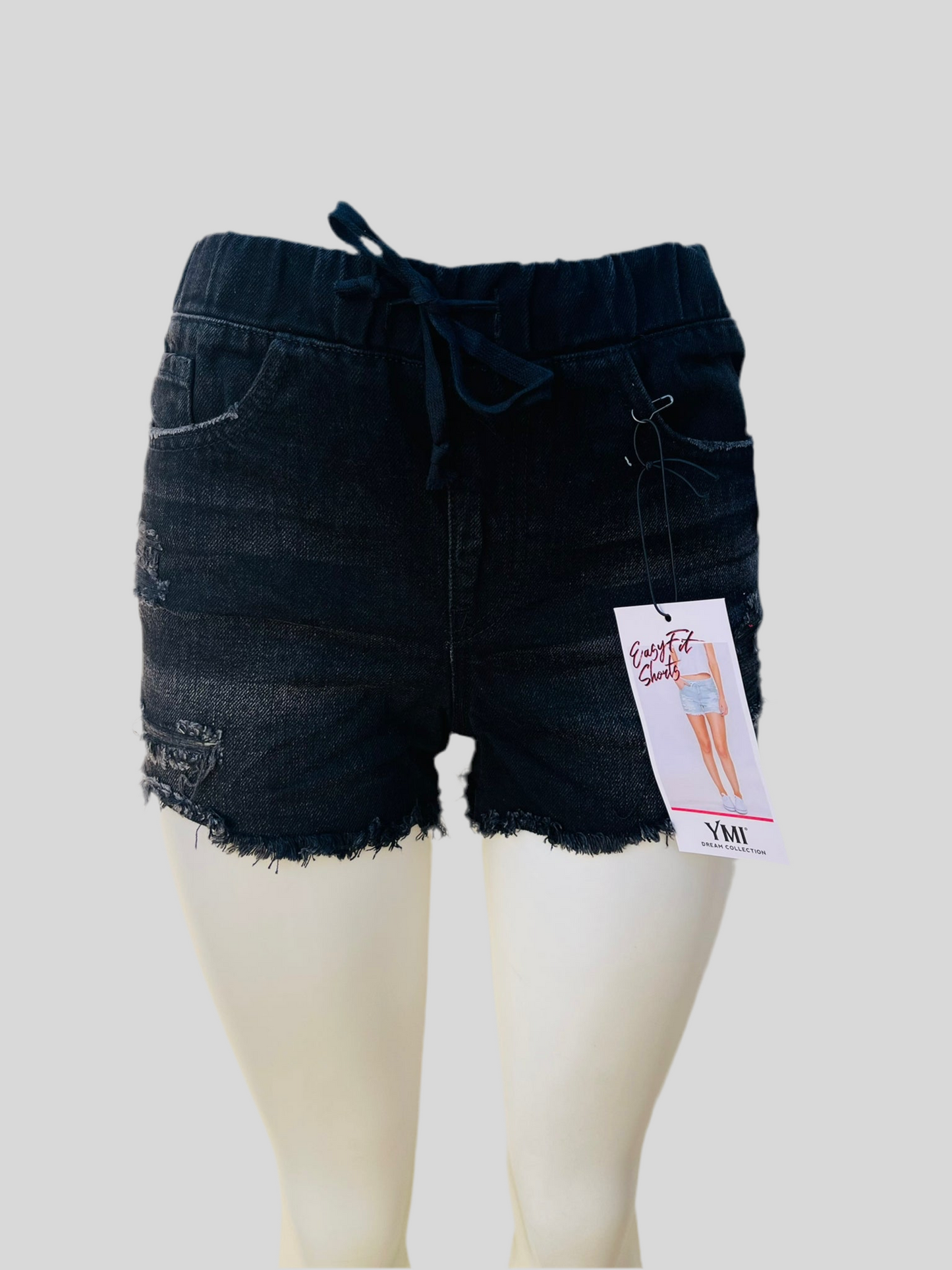 Short YMI Dream collection original negro con rasgados y lazo ajustables