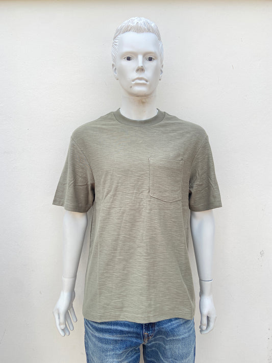 T-shirt, verde oliva liso, cuello redondo (OLIVE), esencial.