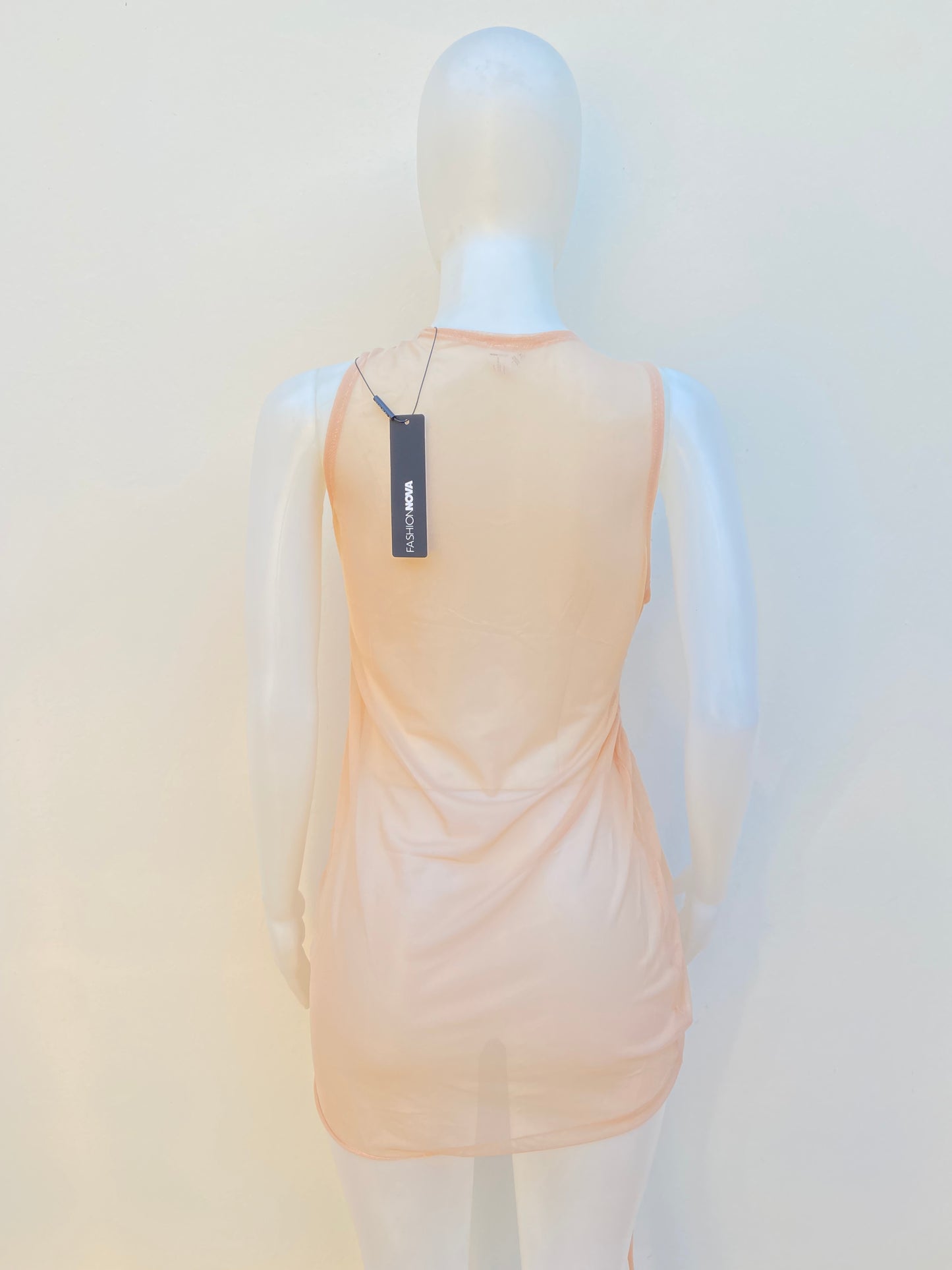 Vestido/ cover up Fashion Nova original color crema ( mocha ), con lazo ajustable al lado,transparente.